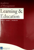 Academy of Management Learning and Education Vol 15 No.4