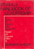Stodgill`s handbook of leadership : a survey of theory and research