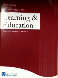Academy of Management Learning and Education Vol 16 No.1