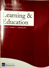 Academy of Management Learning and Education Vol 15 No.3
